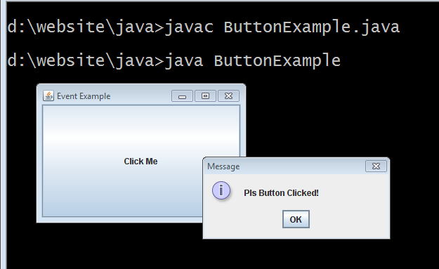 Event Handling Example in Java Swing