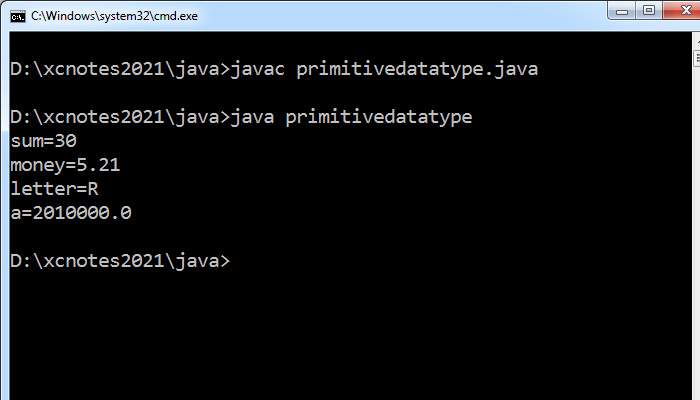 Primitive Data Type in Java