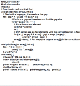 Shell sort in Data Structure