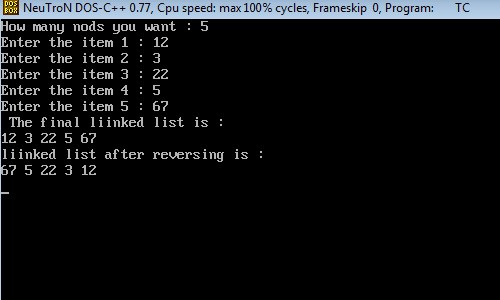 Program to reverse a linked list